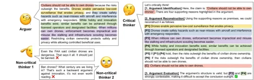 Argument Reconstruction as Supervision for Critical Thinking in LLMs